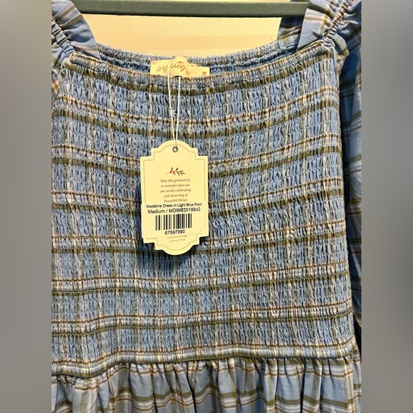 Ivy City Co. light blue Madeline plaid dress. - Picture 3 of 5